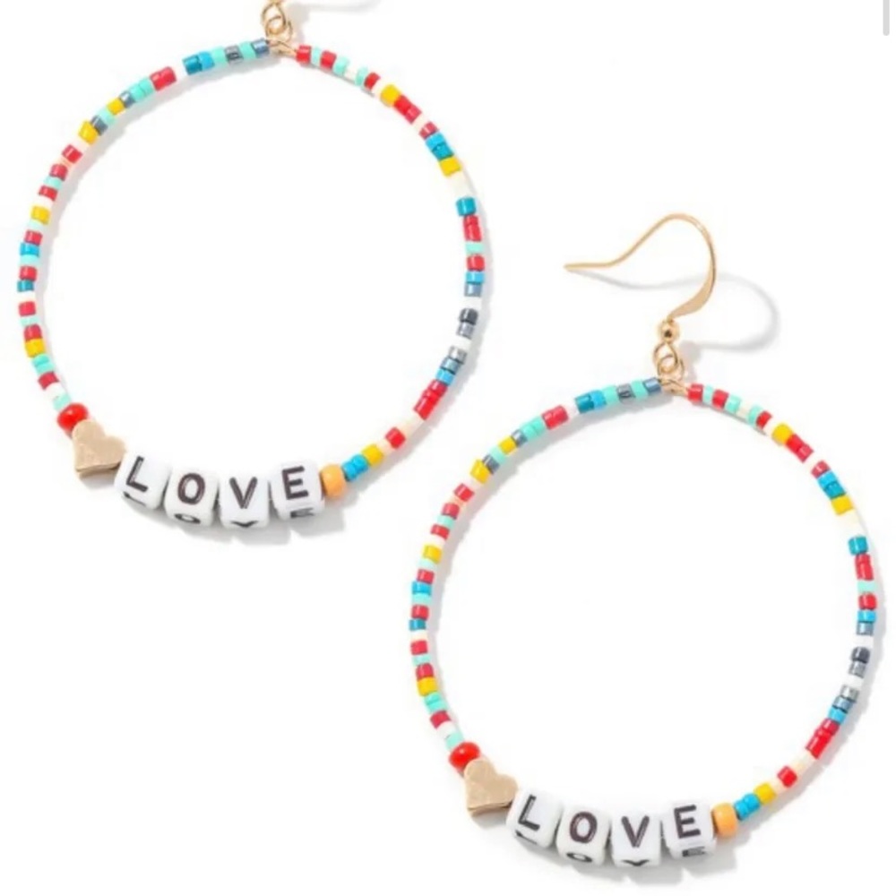 💎”Love” Beaded Hoop Earrings💎